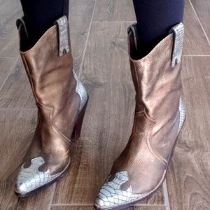 PENNY LOVES KENNY Leather Croc Cowboy Boots 9M